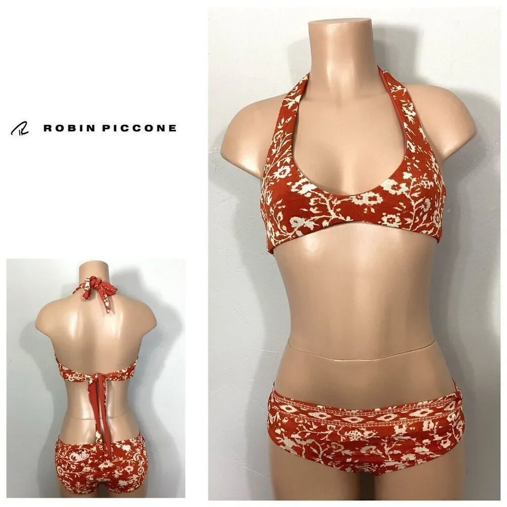 New. Robin Piccone burnt orange floral bikini set. Small. M-top/S-bottom. Retail